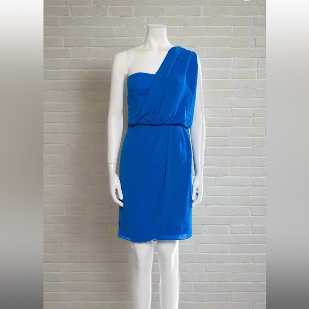 Rebecca Taylor Electric Blue One-Shoulder Draped Dress